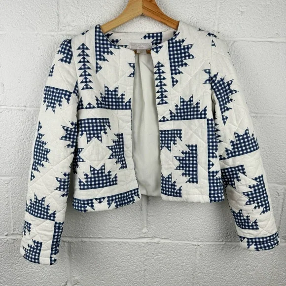 Caroline Constas Quilted Gingham Patchwork Jacket — XS - Picture 2 of 8